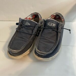 Hey Dude Wally Stretch Navy Blue Canvas Stretch Slip On Casual Shoes Size 11